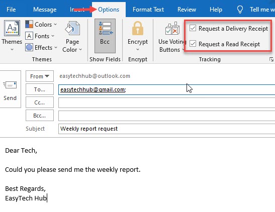 Add and Request Read Receipt and Delivery Notifications in Outlook