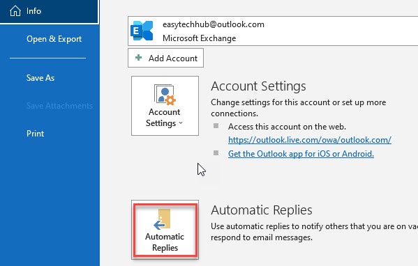 How to Configure Out Of Office in Outlook