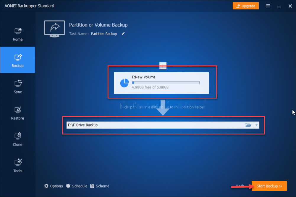 Backup and Restore Partition Volume in AOMEI Backupper