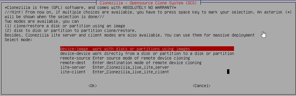 Restore Disk Image Using Clonezilla
