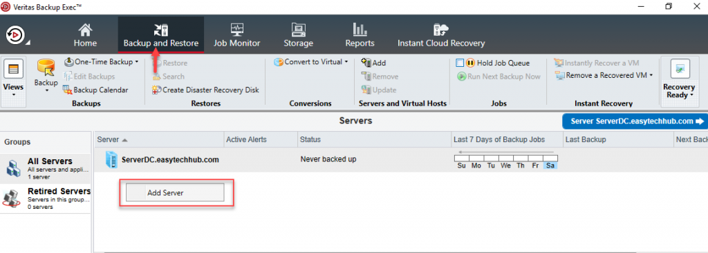 How to Add a Server to a Backup Exec
